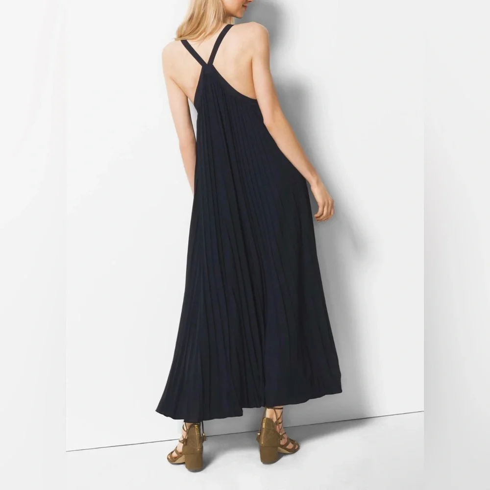 Michael Kors navy pleated maxi dress size small